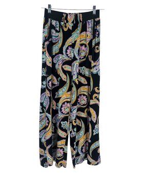 Magic Pantz Women’s Paisley Palazzo Pants One Size Boho Wide Leg Floral Festival